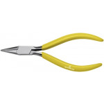 Flat clips, striated spike half-round, in polished steel, interteaded joints, yellow plasticized branches, length 130 mm