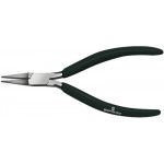Flat pliers with smooth beak, nickel -plated steel, interteaded joints, black plasticized branches, length 115 mm