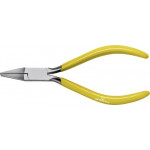 Flat flanged, polished steel flat pliers, interteaded joints, yellow plasticized branches, length 130 mm