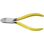 Steel cutting pliers, in polished steel, intertwined joints, yellow plasticized branches, length 130 mm