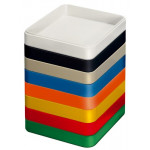 Black plastic square supplies bucket, 70 x 70 x 13 mm