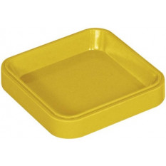 Ceck with square plastic supplies yellow, 30 x 30 x 9 mm