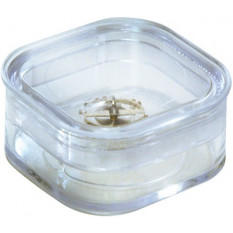 Transparent Plastic Box in elastic membrane for watchmaker, 39 x 39 x 17.8 mm