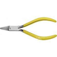 Flat flanged, polished steel flat pliers, interteaded joints, yellow plasticized branches, length 130 mm