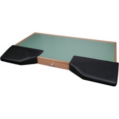 Wooden workbench top with armrests in imitation leather, 81.5 x 52 x 6.7 cm