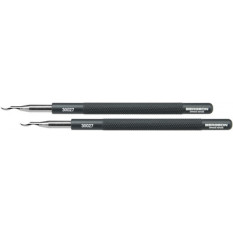 Par de palancas para agujas, puntas en acero templado y niquelado 54HRC, mango en aluminio anodizado, anchura 2.5 mm, longitud 105 mm