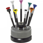 Rotating Stand with 9 Stainless steel Screwdrivers for Watchmaker's