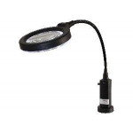 LED ring lamp, with Ø 95 mm lens magnifying glass, 2x and 4x magnifications, flexible arm on magnetic base