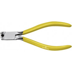 Cutting pliers, right, in polished steel, inter -shed joints, yellow plasticized branches, length 130 mm