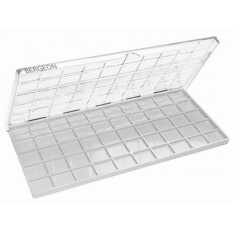 Plastic box with hinged cover, 50 boxes, 350 x 180 x 15 mm