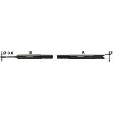 Spare point and spatula, in black-tempered steel, 5052-HRC, in tube, 1 piece of each