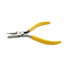 Pliers with an Ront side and a concave, in polished steel, interteaded joints, plastic branches, length 130 mm
