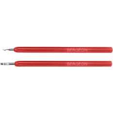 Pair of levers for virolas, with red plastic handle, width 1.8 mm