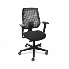 Ergonomic chair Dauphin in black polyamide, 5 branches base with brake rolls for hard floor