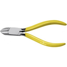 Steel cutting pliers, in polished steel, intertwined joints, yellow plasticized branches, length 130 mm