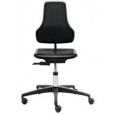 Ergonomic chair Dauphin in black polyamide, backrest adjustable separately, 5 branches base with brake rolls for hard floor